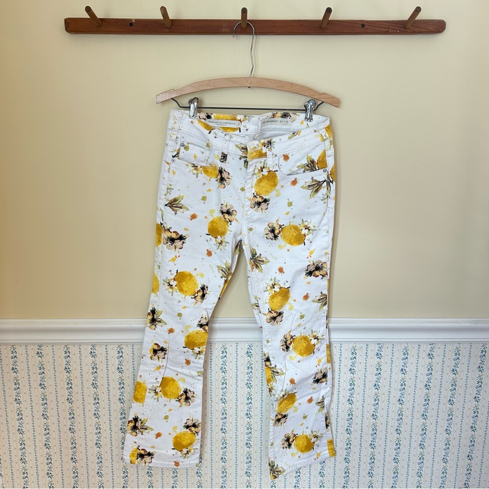 Pilcro and the Letterpress High-Rise Bootcut Lemon Floral Jeans